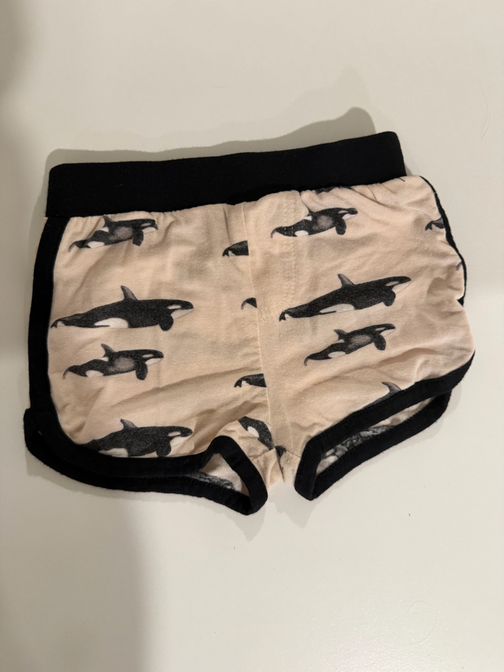 kate quinn Cream Shorts with Black Orca Print
